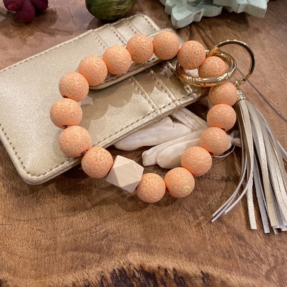 Leopard Beaded Key & Card Holder